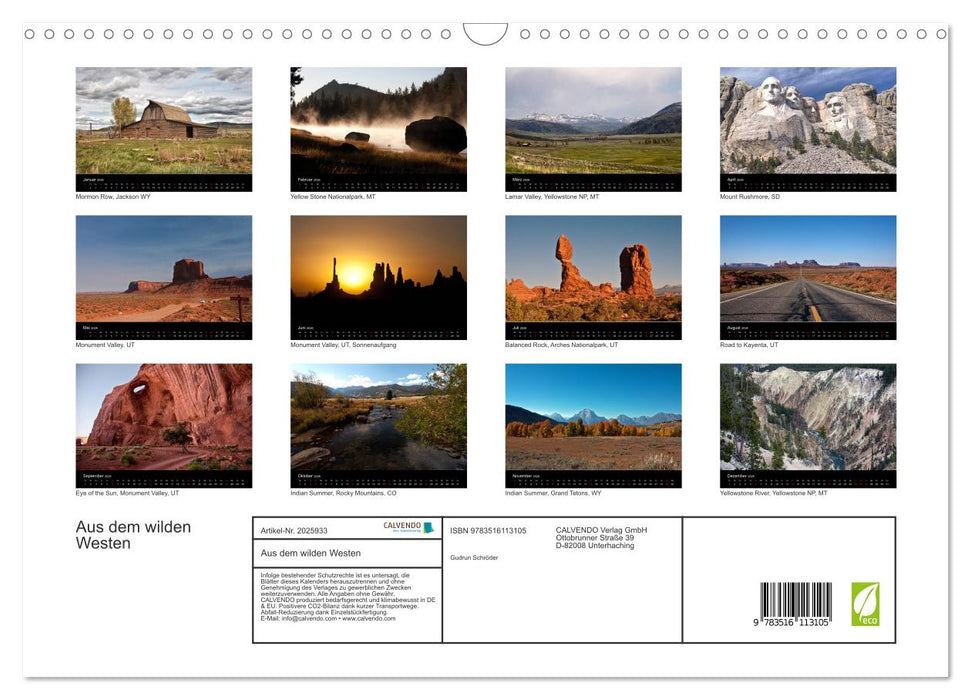 Aus dem wilden Westen (CALVENDO Wandkalender 2026)