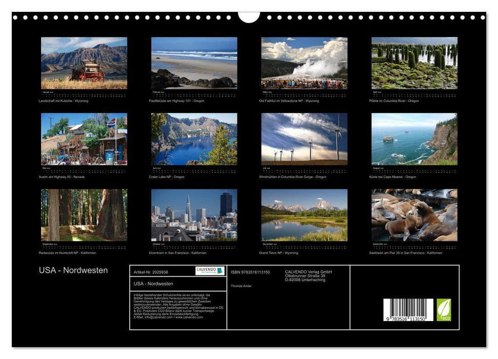 USA - Nordwesten (CALVENDO Wandkalender 2026)
