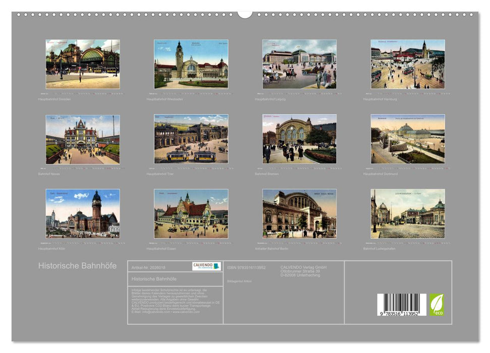 Historische Bahnhöfe (CALVENDO Premium Wandkalender 2026)