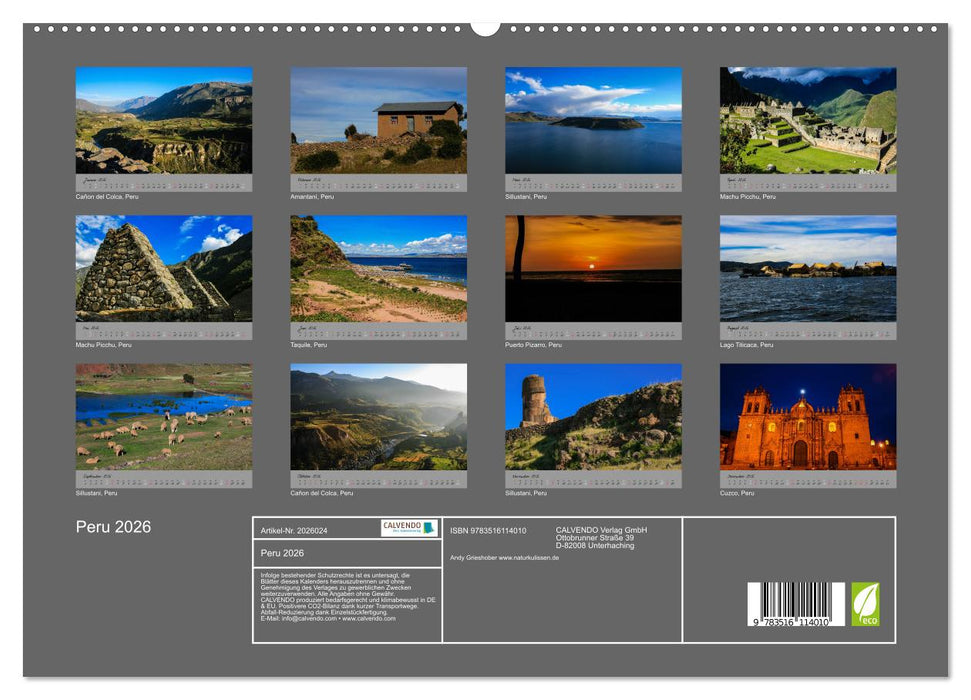 Peru 2026 (CALVENDO Premium Wandkalender 2026)
