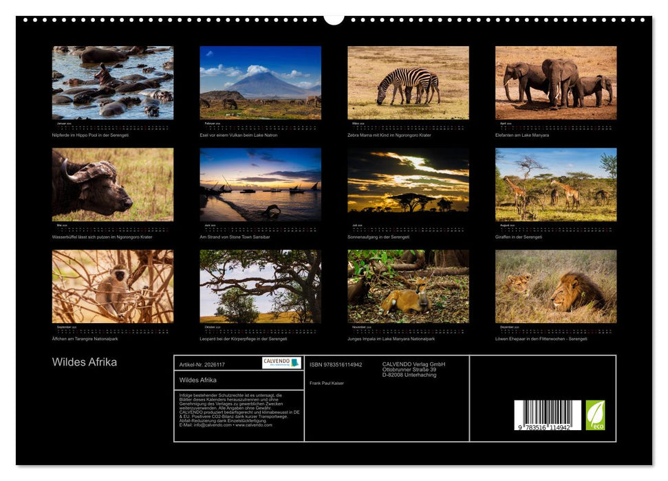 Wildes Afrika (CALVENDO Premium Wandkalender 2026)