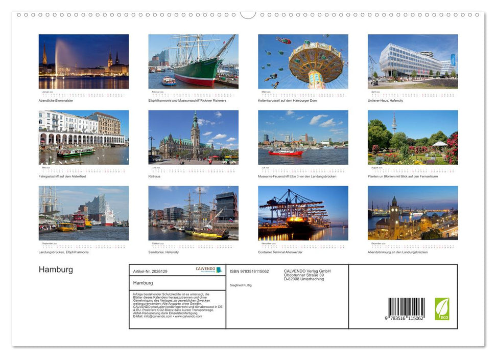 Hamburg (CALVENDO Premium Wandkalender 2026)