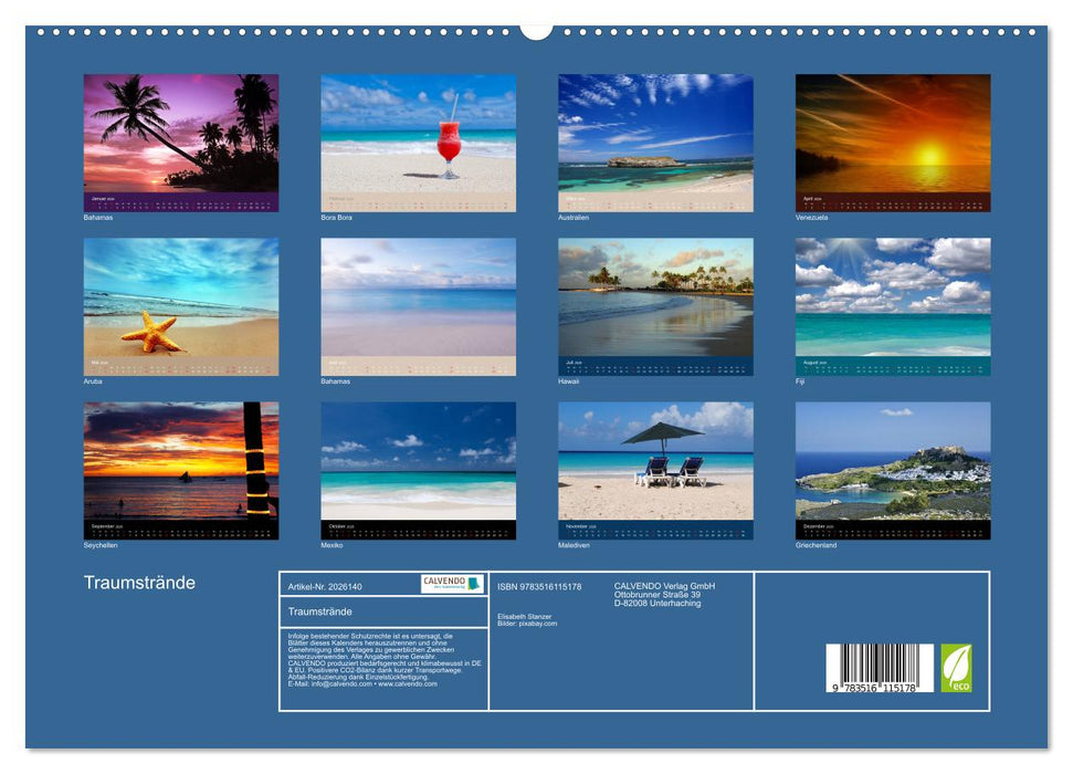 Traumstrände (CALVENDO Premium Wandkalender 2026)
