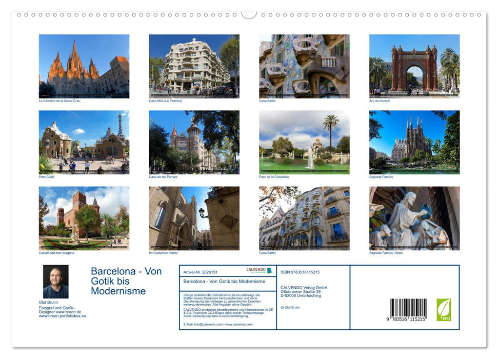 Barcelona - Von Gotik bis Modernisme (CALVENDO Premium Wandkalender 2026)