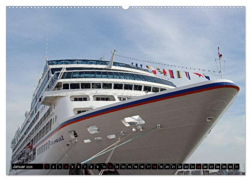 Kreuzfahrtschiffe in Hamburg (CALVENDO Premium Wandkalender 2026)
