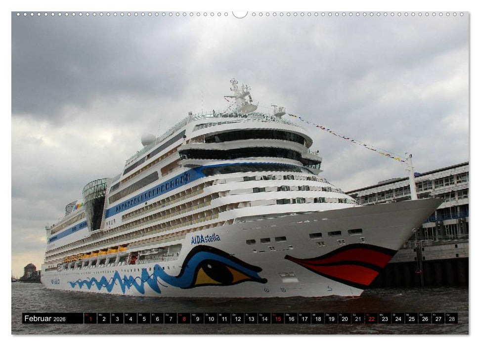 Kreuzfahrtschiffe in Hamburg (CALVENDO Premium Wandkalender 2026)