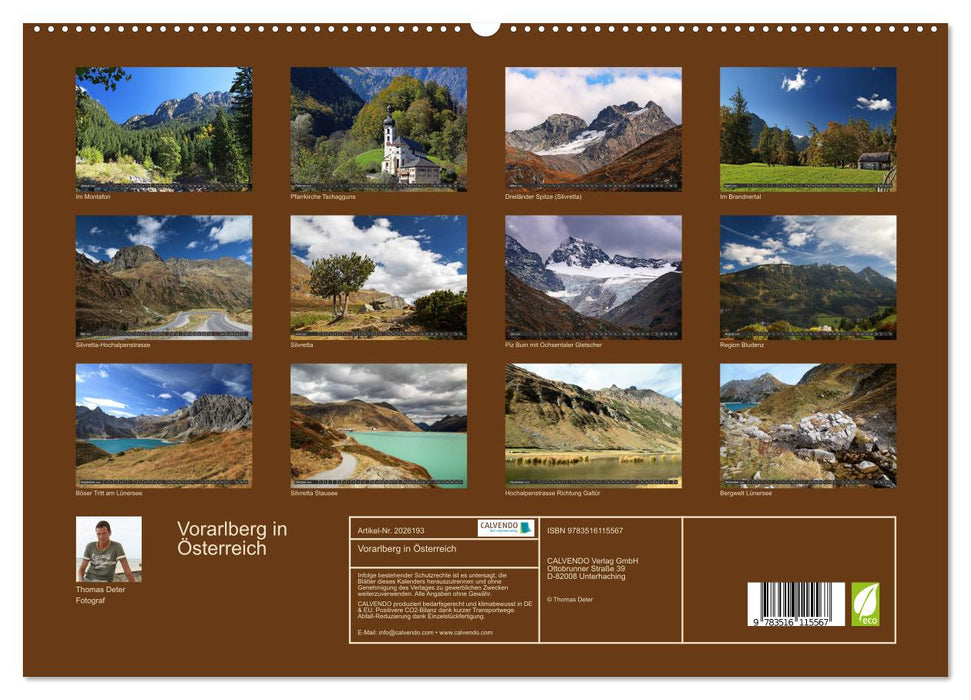 Vorarlberg in Österreich (CALVENDO Premium Wandkalender 2026)