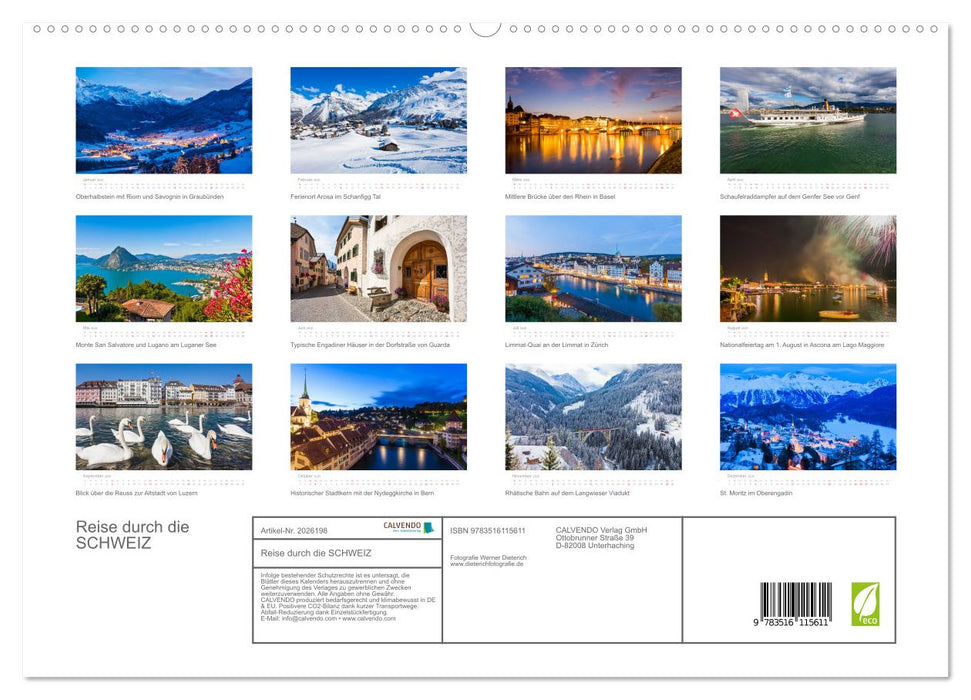 Reise durch die SCHWEIZ (CALVENDO Premium Wandkalender 2026)