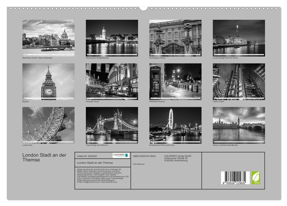 London Stadt an der Themse (CALVENDO Premium Wandkalender 2026)