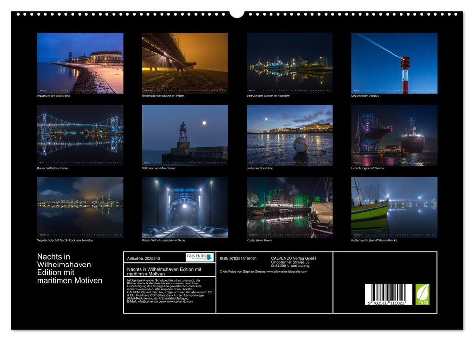 Nachts in Wilhelmshaven Edition mit maritimen Motiven (CALVENDO Premium Wandkalender 2026)