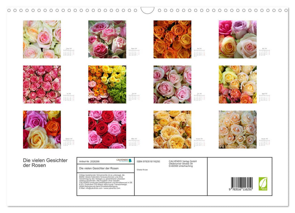 Die vielen Gesichter der Rosen (CALVENDO Wandkalender 2026)
