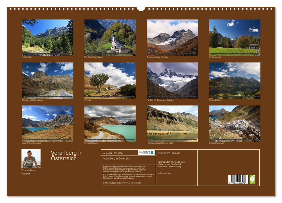 Vorarlberg in Österreich (CALVENDO Wandkalender 2026)