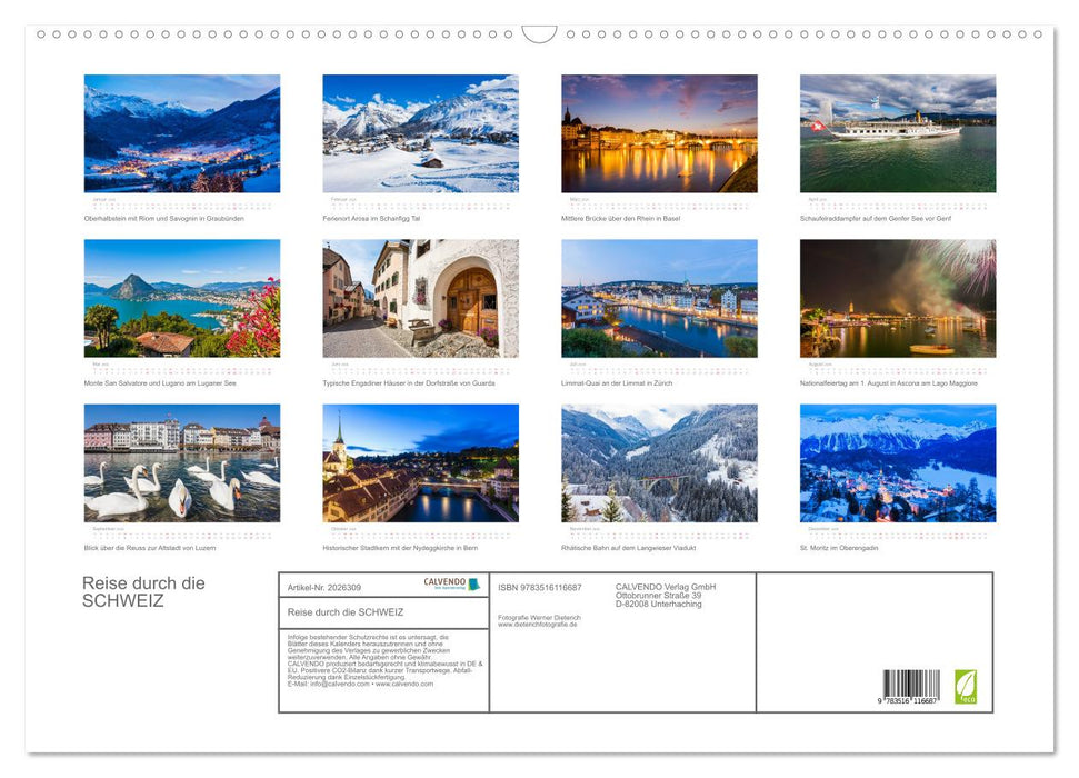 Reise durch die SCHWEIZ (CALVENDO Wandkalender 2026)