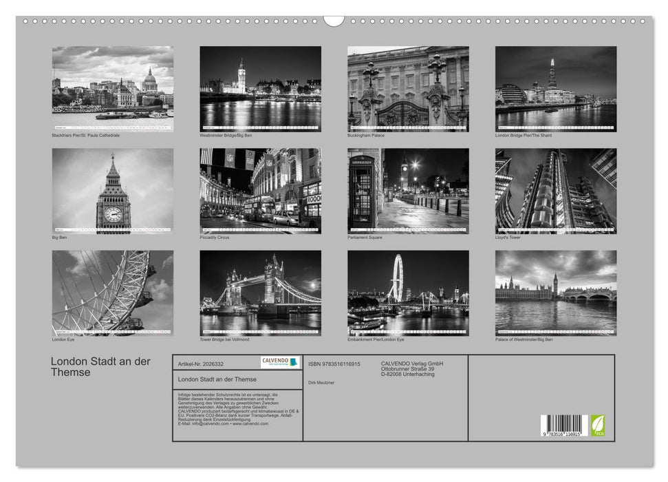 London Stadt an der Themse (CALVENDO Wandkalender 2026)