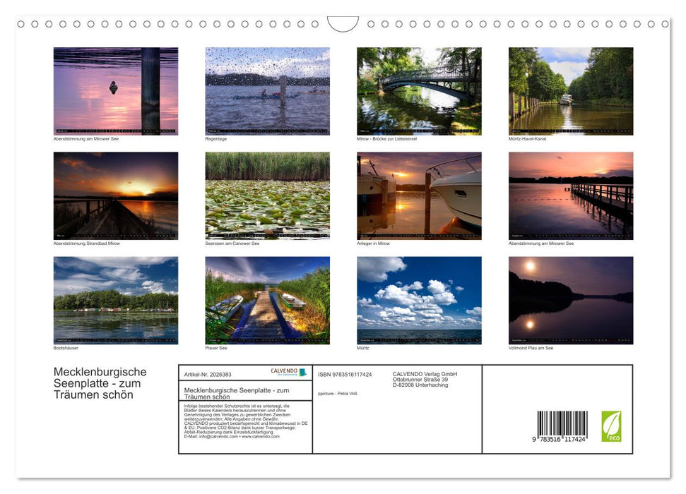Mecklenburgische Seenplatte - zum Träumen schön (CALVENDO Wandkalender 2026)