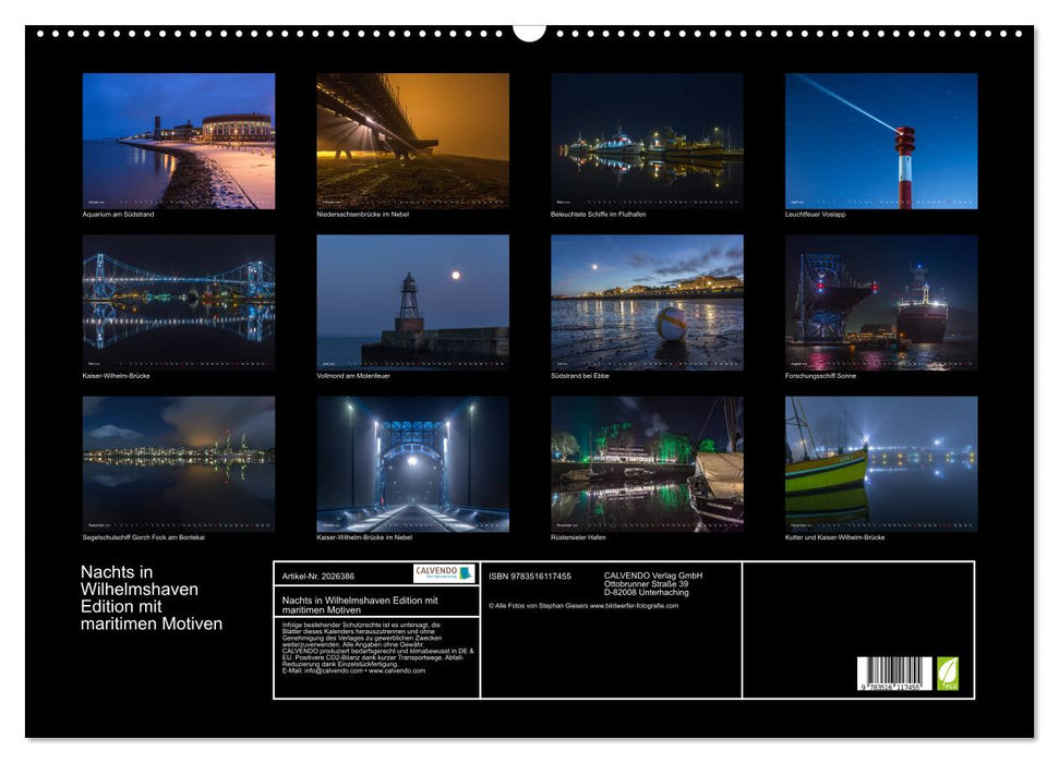 Nachts in Wilhelmshaven Edition mit maritimen Motiven (CALVENDO Wandkalender 2026)