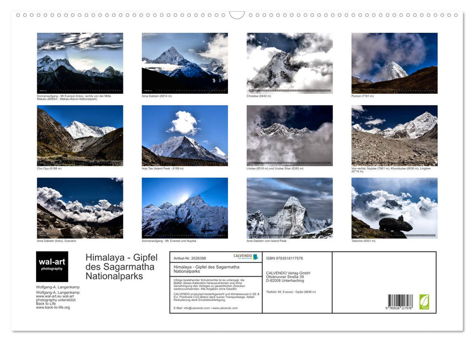 Himalaya - Gipfel des Sagarmatha Nationalparks (CALVENDO Wandkalender 2026)