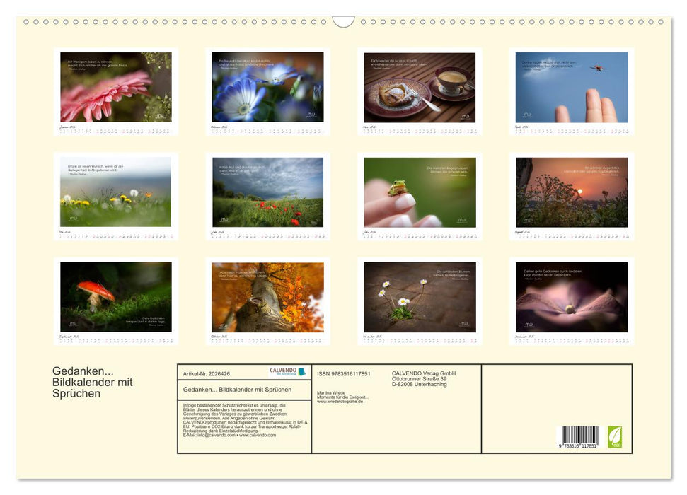 Gedanken... Bildkalender mit Sprüchen (CALVENDO Wandkalender 2026)
