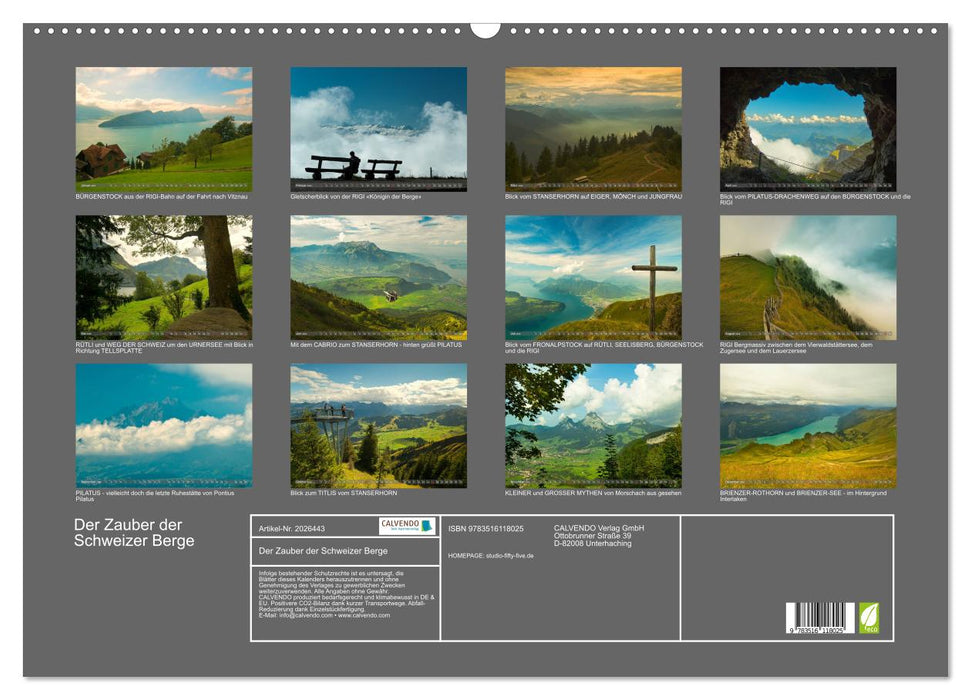 Der Zauber der Schweizer Berge (CALVENDO Wandkalender 2026)