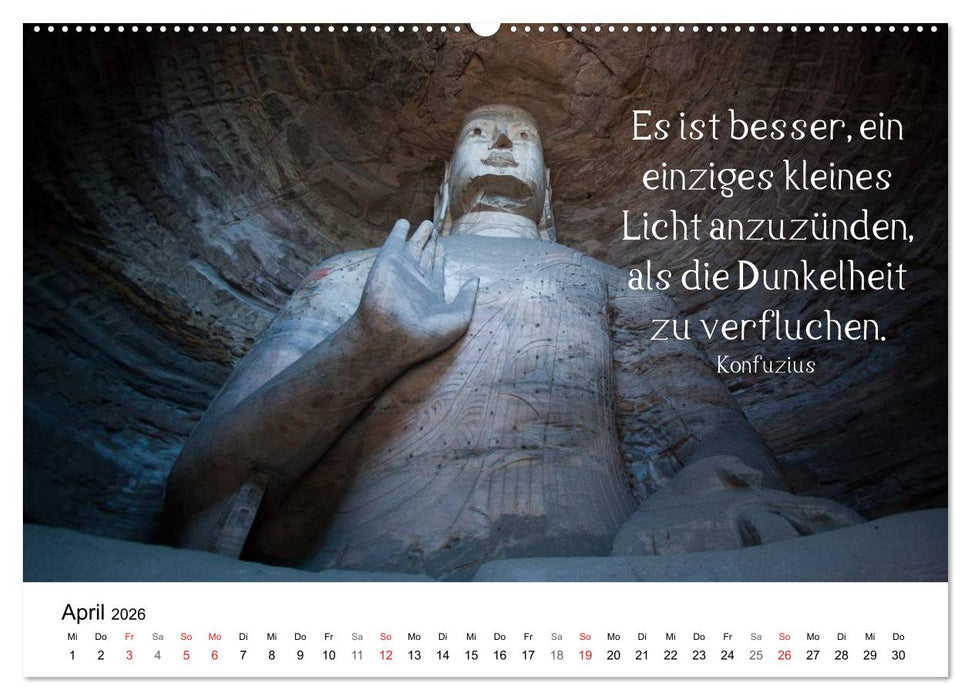 Reisefreu(n)de: Leben in Harmonie - buddhistische Zitate (CALVENDO Premium Wandkalender 2026)