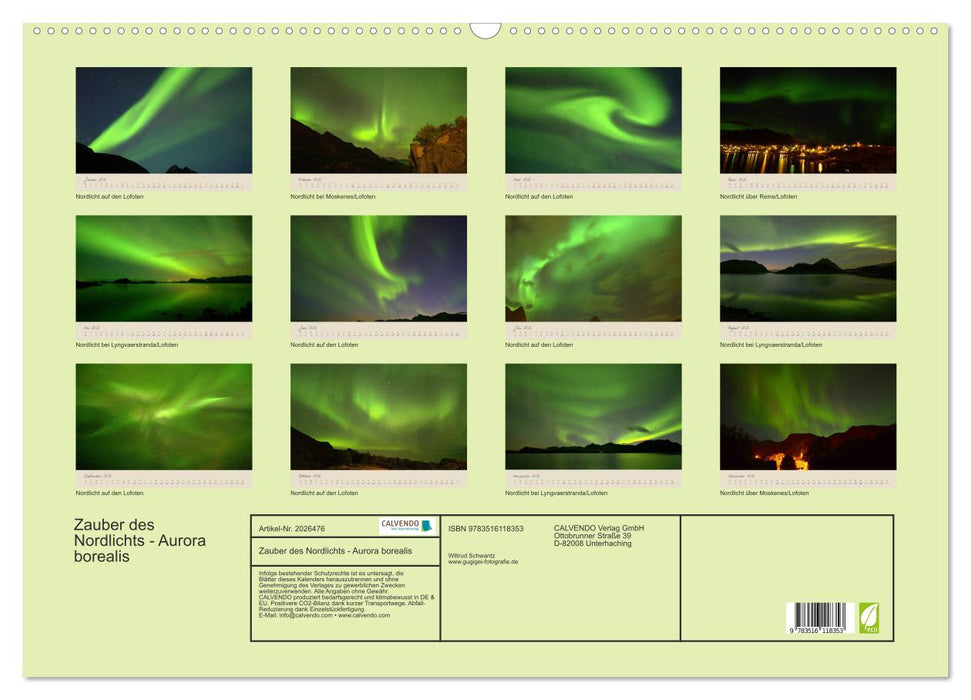 Zauber des Nordlichts - Aurora borealis (CALVENDO Wandkalender 2026)