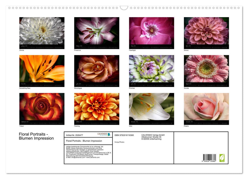 Floral Portraits - Blumen Impression (CALVENDO Wandkalender 2026)