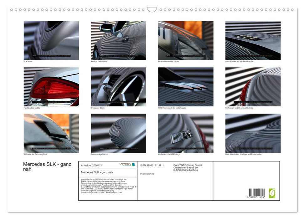 Mercedes SLK - ganz nah (CALVENDO Wandkalender 2026)
