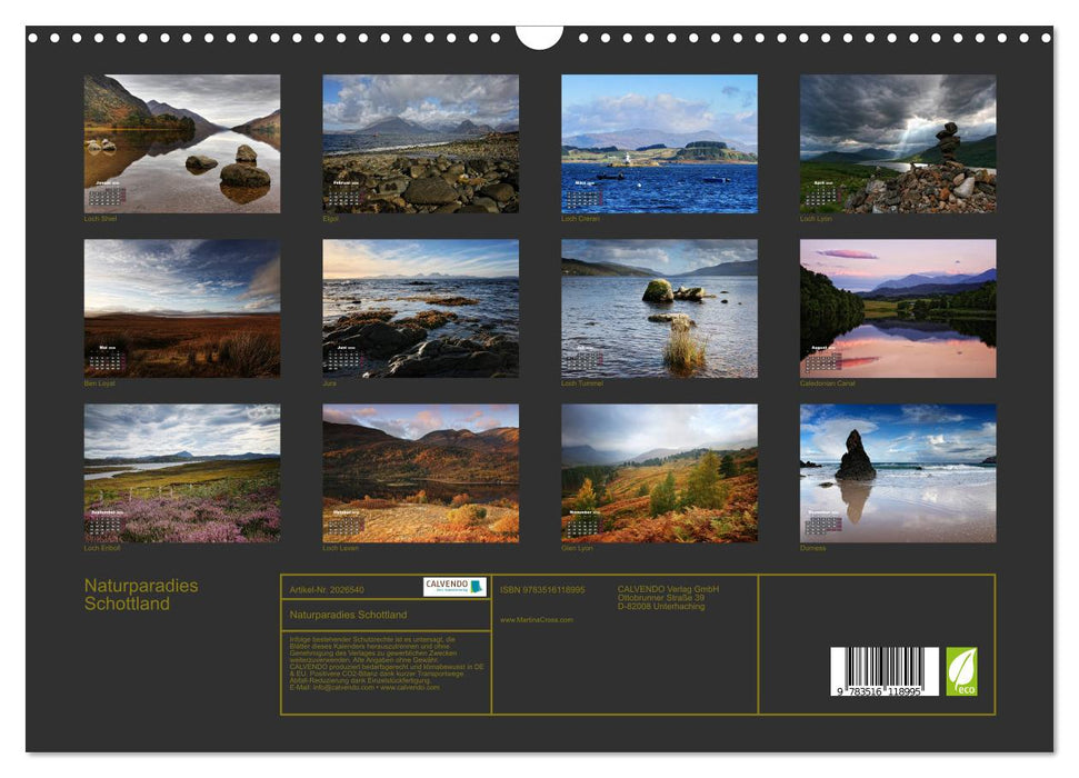 Naturparadies Schottland (CALVENDO Wandkalender 2026)