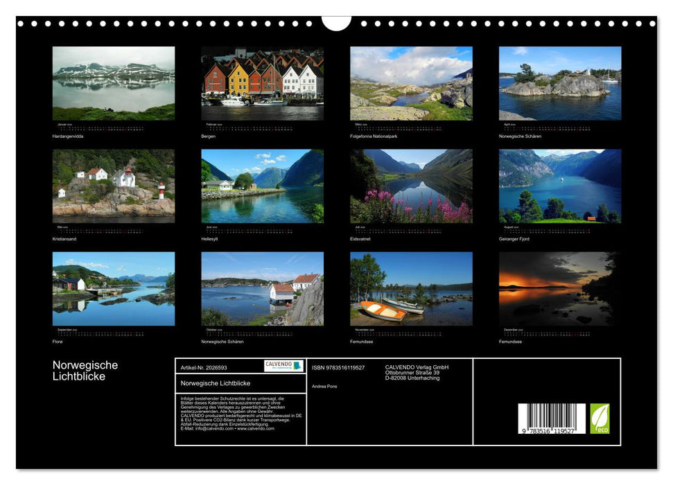 Norwegische Lichtblicke (CALVENDO Wandkalender 2026)