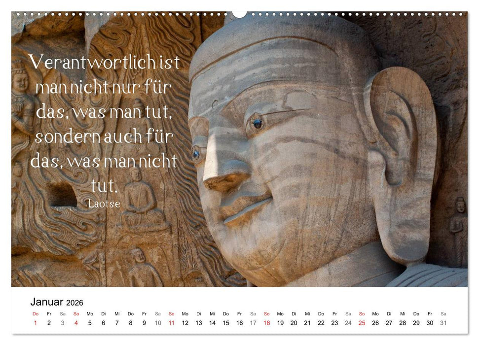 Reisefreu(n)de: Leben in Harmonie - buddhistische Zitate (CALVENDO Wandkalender 2026)