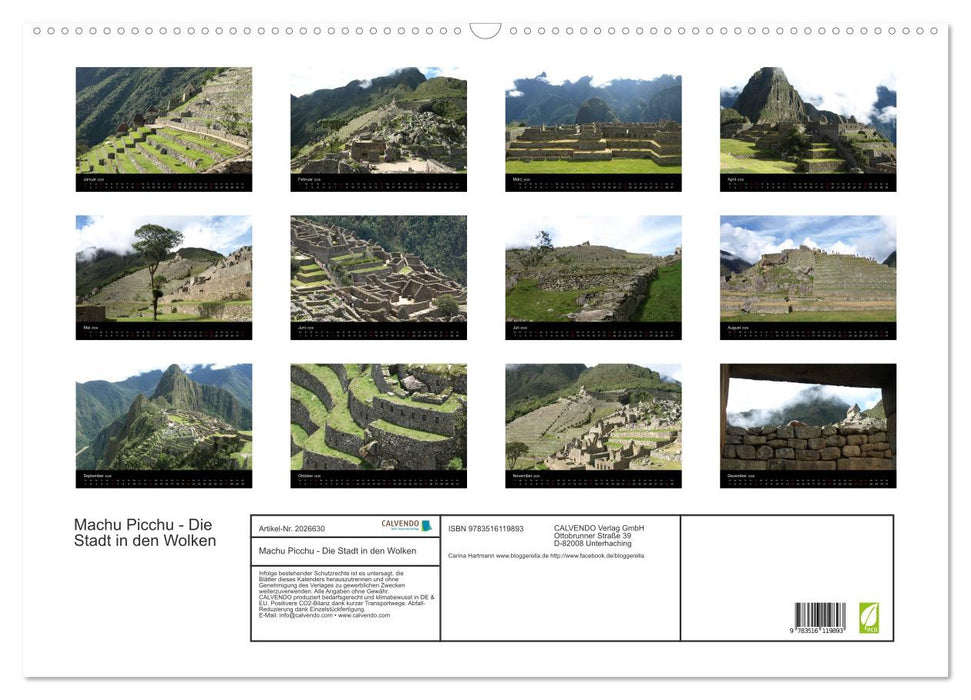 Machu Picchu - Die Stadt in den Wolken (CALVENDO Wandkalender 2026)