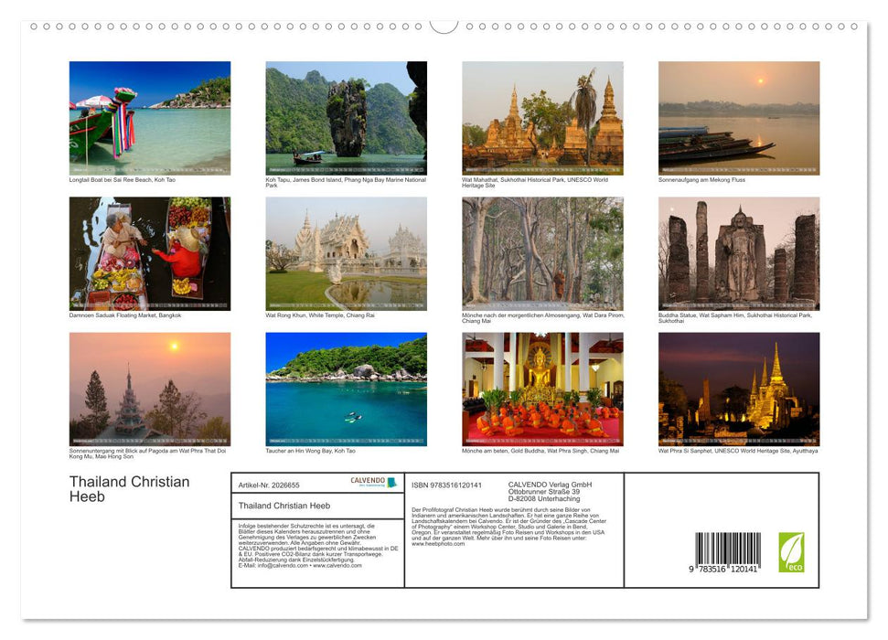Thailand Christian Heeb (CALVENDO Premium Wandkalender 2026)