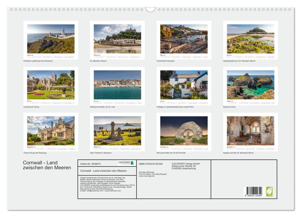 Cornwall - Land zwischen den Meeren (CALVENDO Wandkalender 2026)
