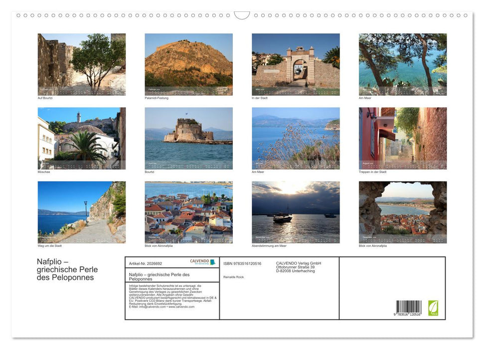 Nafplio – griechische Perle des Peloponnes (CALVENDO Wandkalender 2026)
