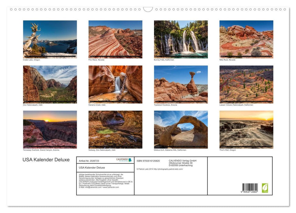 USA Kalender Deluxe (CALVENDO Wandkalender 2026)
