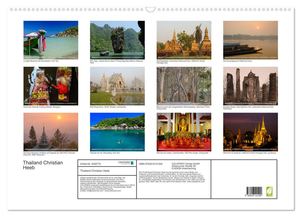 Thailand Christian Heeb (CALVENDO Wandkalender 2026)