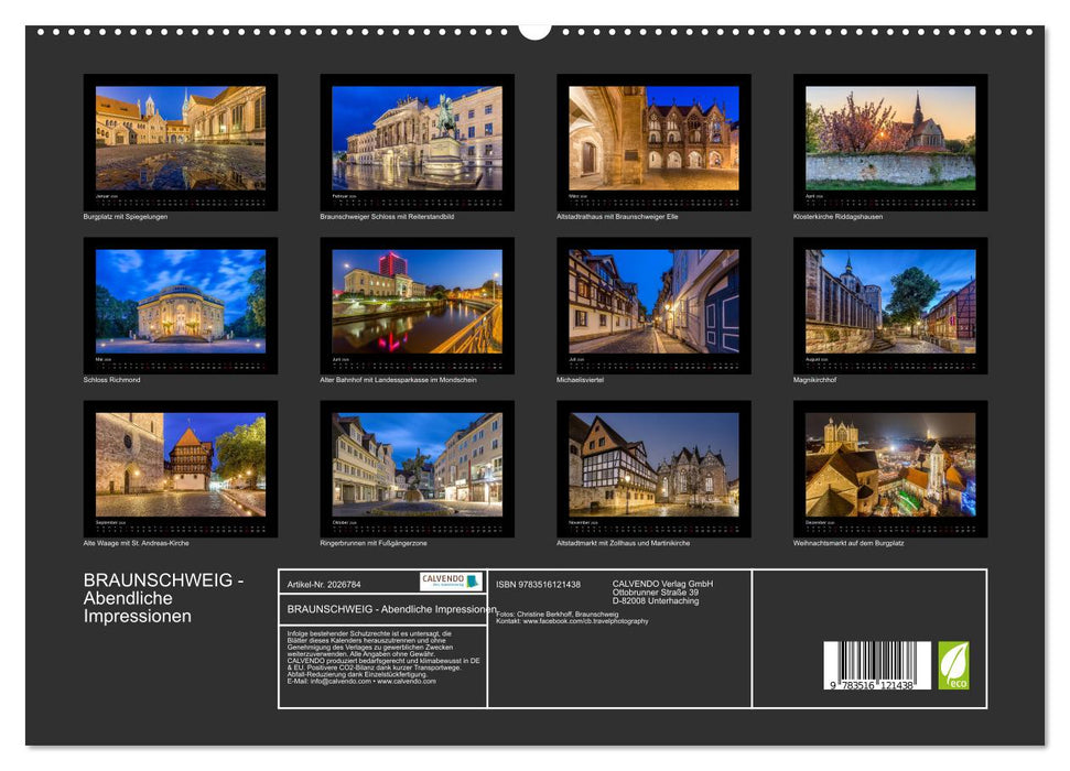 BRAUNSCHWEIG - Abendliche Impressionen (CALVENDO Premium Wandkalender 2026)