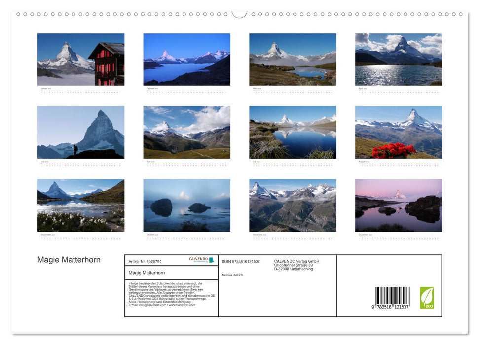 Magie Matterhorn (CALVENDO Premium Wandkalender 2026)
