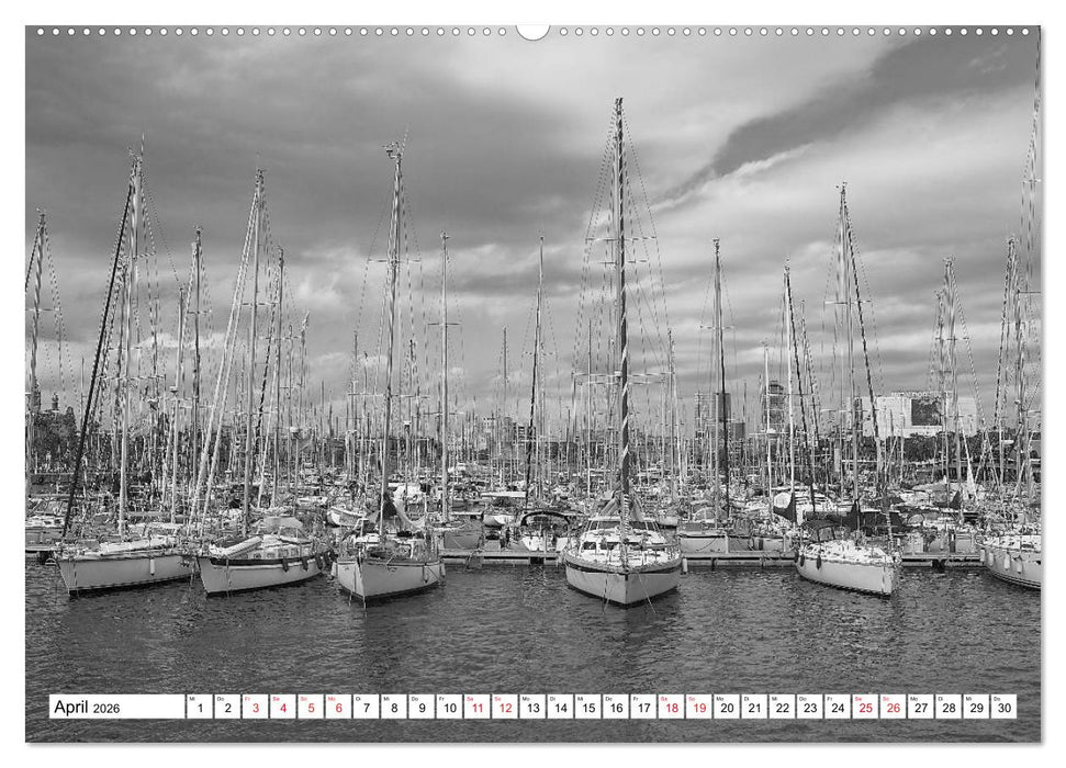 Barcelona Schwarz / Weiß Impressionen (CALVENDO Wandkalender 2026)