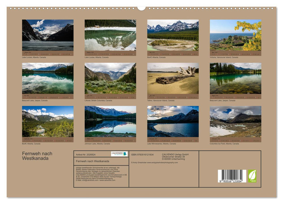 Fernweh nach Westkanada (CALVENDO Premium Wandkalender 2026)