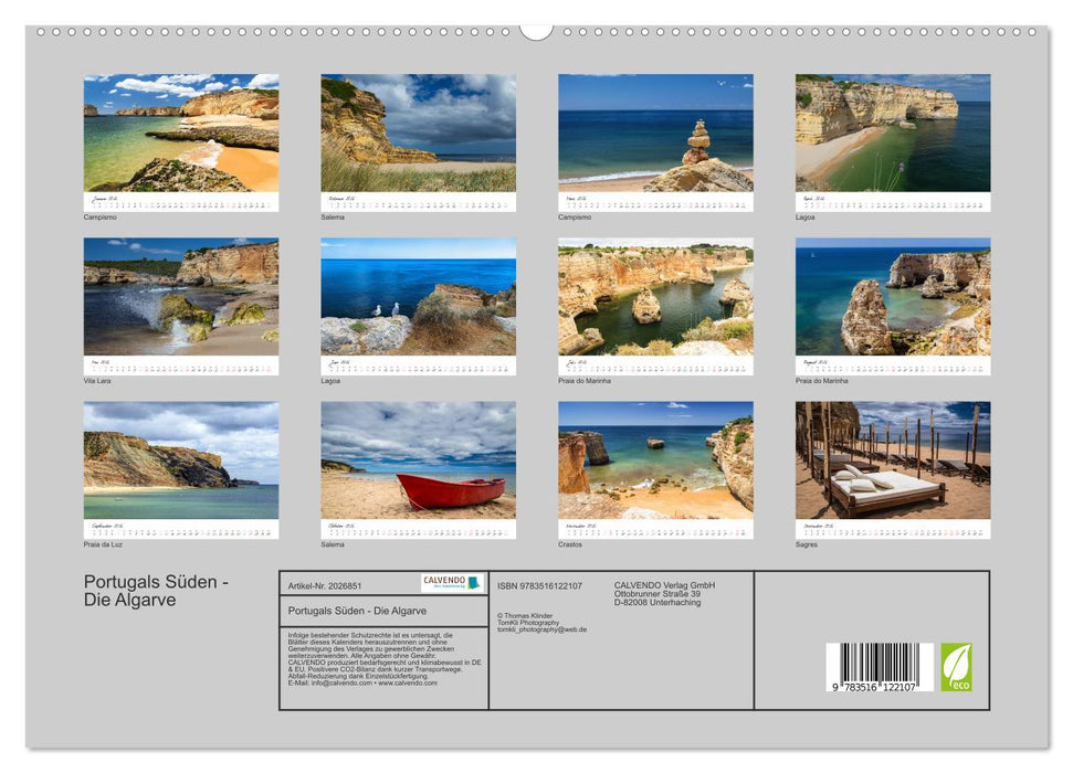 Portugals Süden - Die Algarve (CALVENDO Premium Wandkalender 2026)