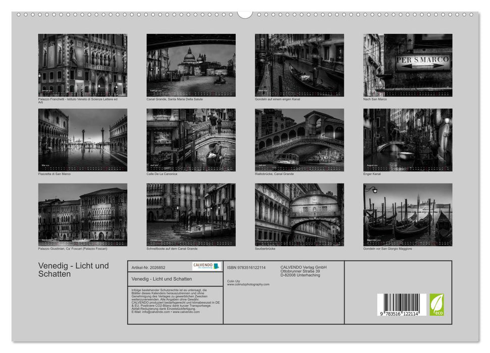 Venedig - Licht und Schatten (CALVENDO Premium Wandkalender 2026)
