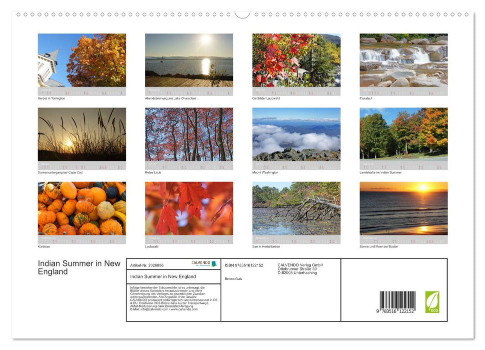 Indian Summer in New England (CALVENDO Premium Wandkalender 2026)