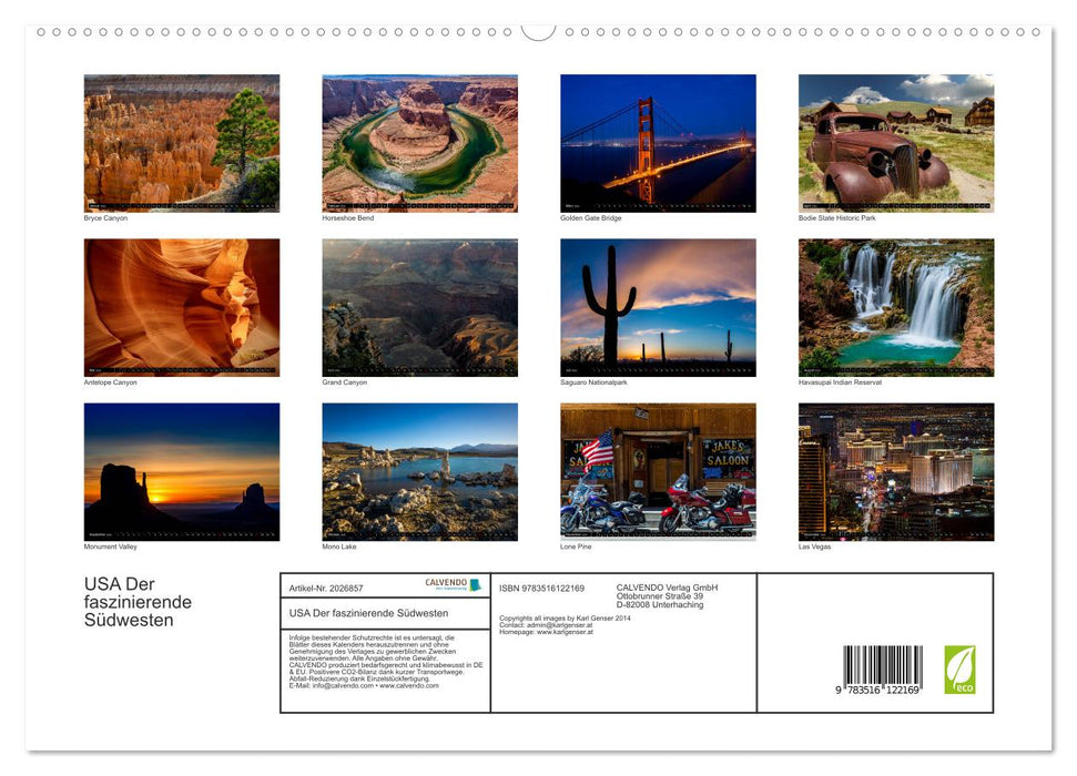 USA Der faszinierende Südwesten (CALVENDO Premium Wandkalender 2026)