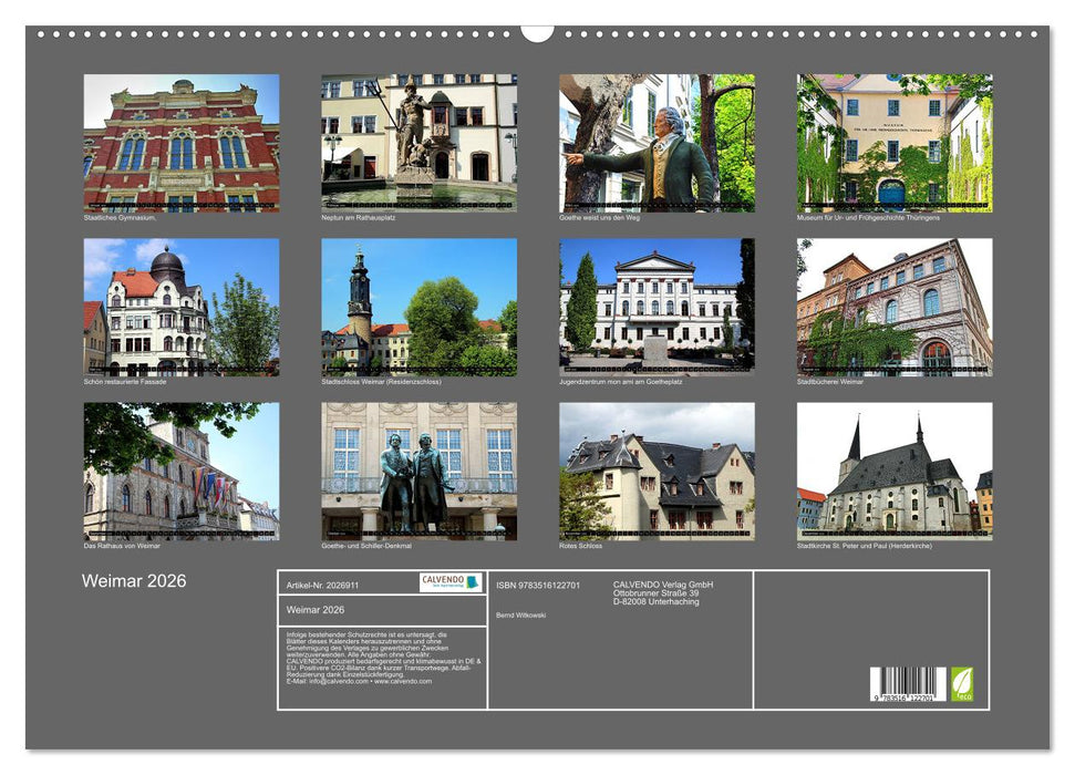 Weimar 2026 (CALVENDO Wandkalender 2026)