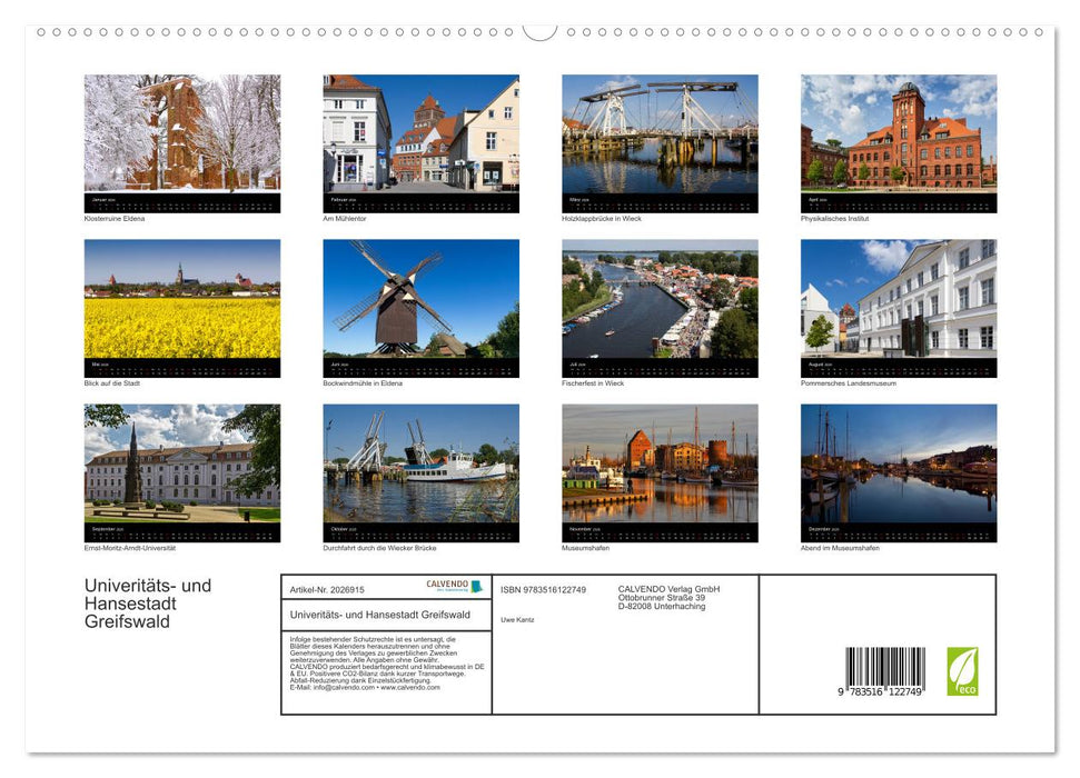Univeritäts- und Hansestadt Greifswald (CALVENDO Premium Wandkalender 2026)