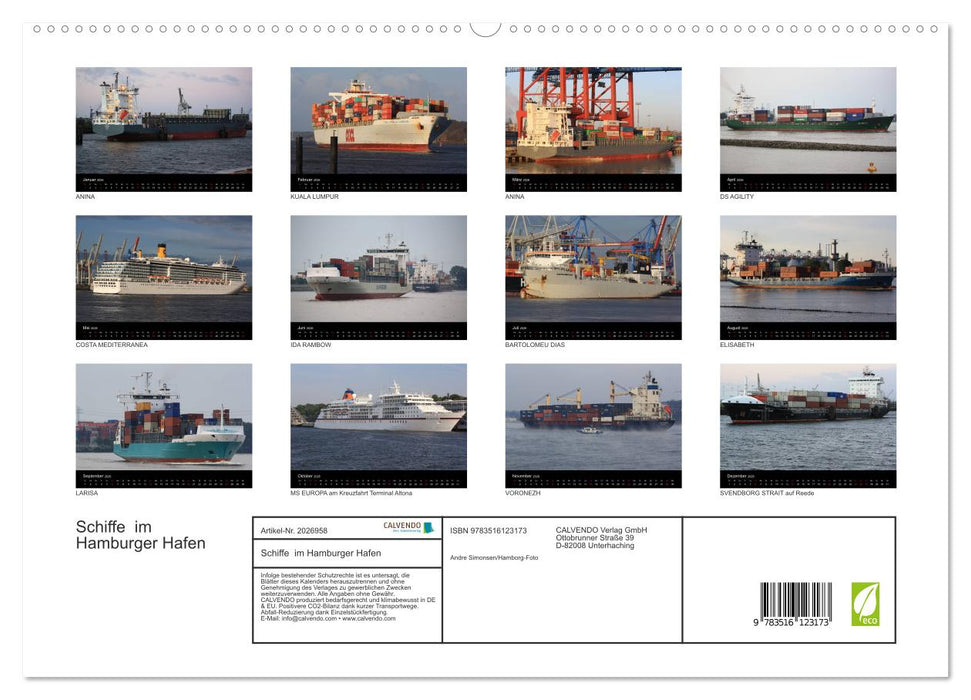 Schiffe im Hamburger Hafen (CALVENDO Premium Wandkalender 2026)