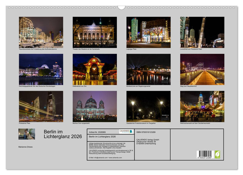 Berlin im Lichterglanz 2026 (CALVENDO Wandkalender 2026)