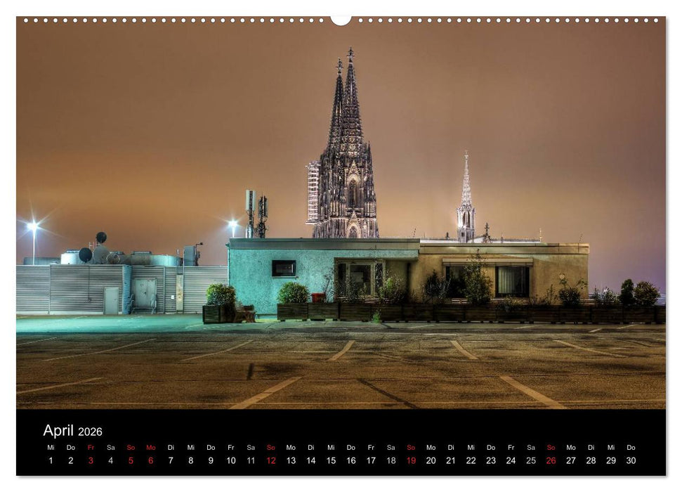 köln dunkelbunt II – Die Stadt leuchtet! (CALVENDO Premium Wandkalender 2026)