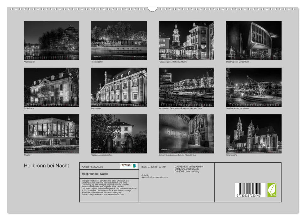 Heilbronn bei Nacht (CALVENDO Premium Wandkalender 2026)